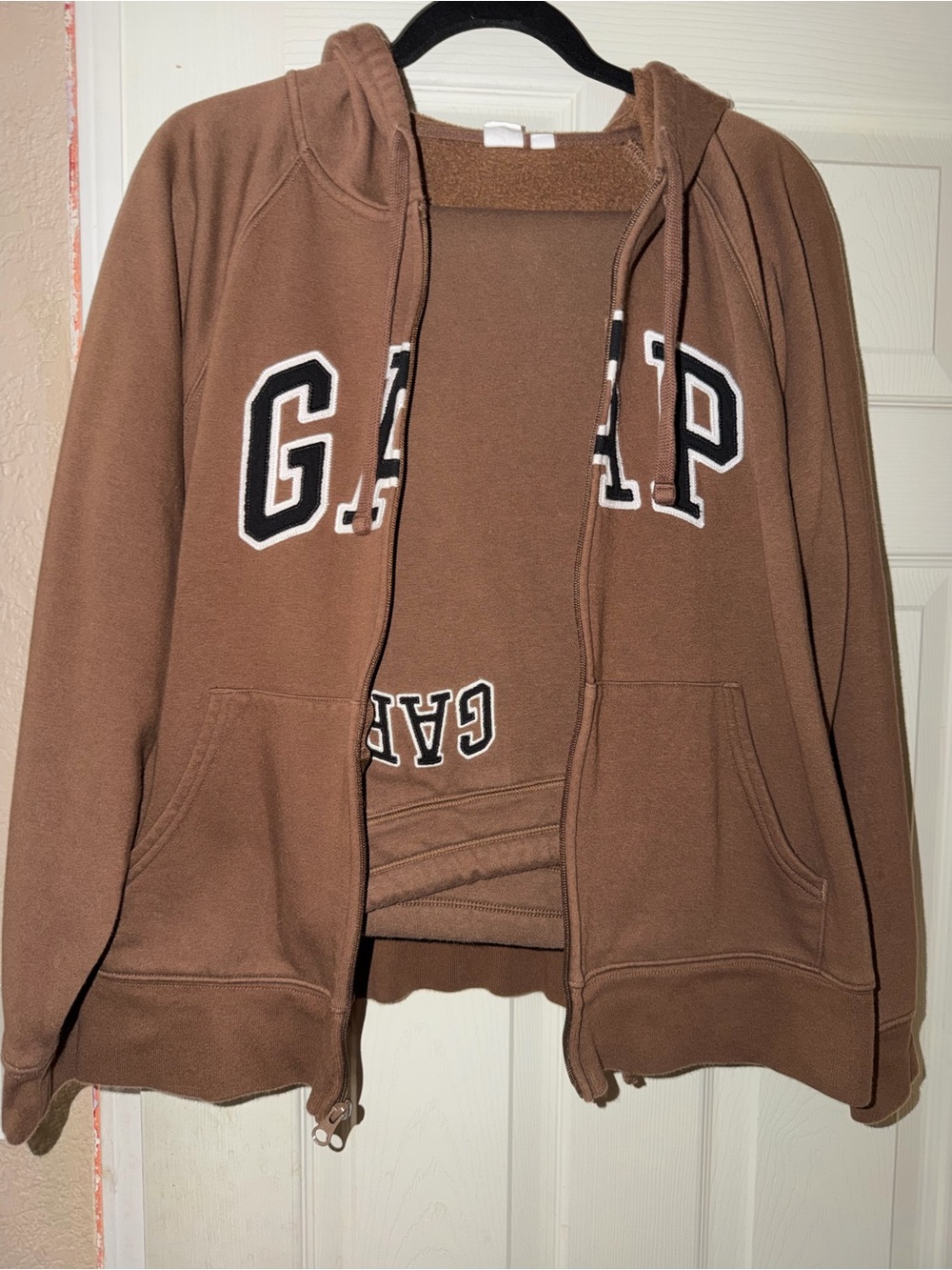 GAP Womens Brown Hooded Zip Hoodie with Logo